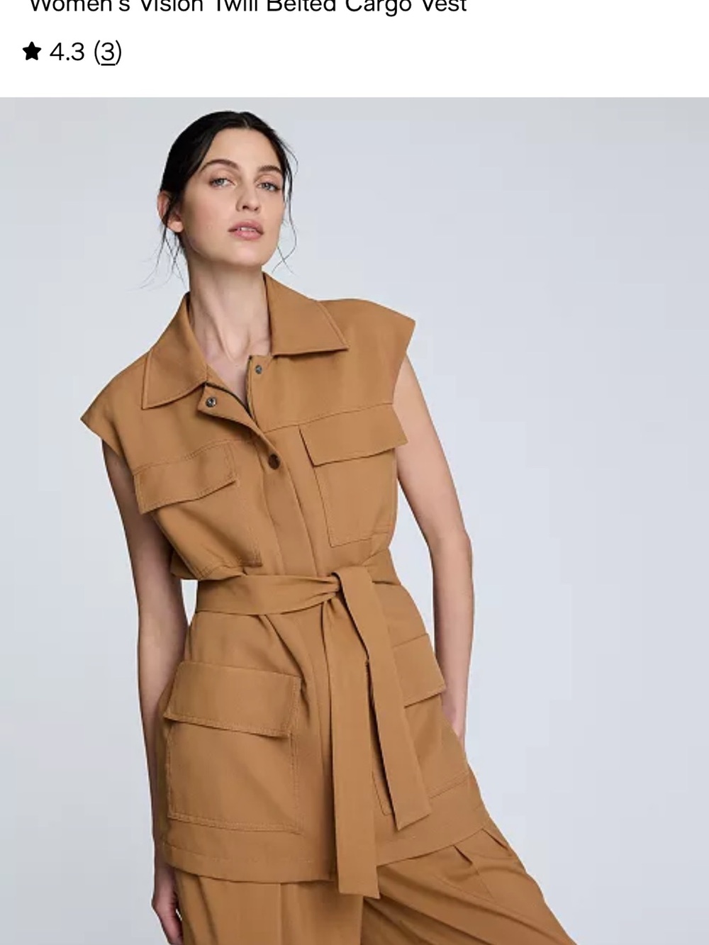 Kenneth Cole Vision Twill Boyfriend Cut Trench Vest in Tobacco